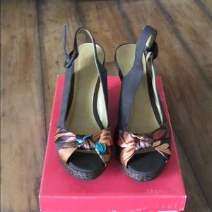 Charlotte Russe wedge open toe shoes sz 6